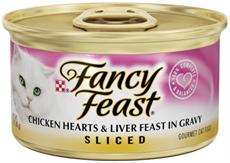 פנסי פיסט - Fancy Feast פרוסות לבבות עוף וכבד ברוטב ביג פט